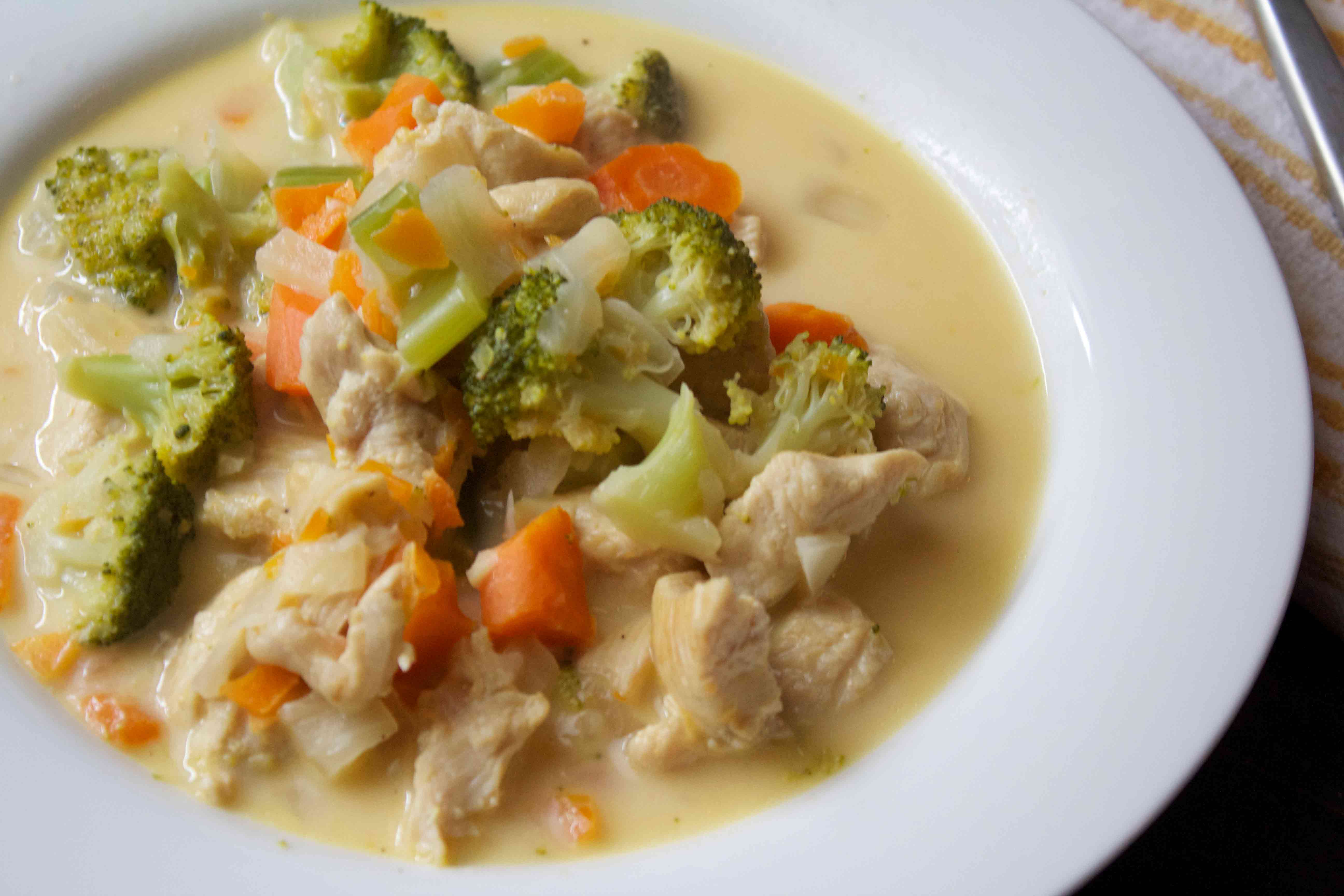 Cheesy Garden Chicken Soup - Bariatric Friendly Recipes at www.foodcoach.me