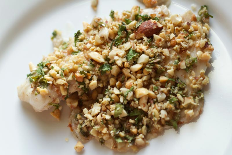 Simple WLS Recipe - Garlic & Nut Encrusted Tilapia - www.foodcoach.me
