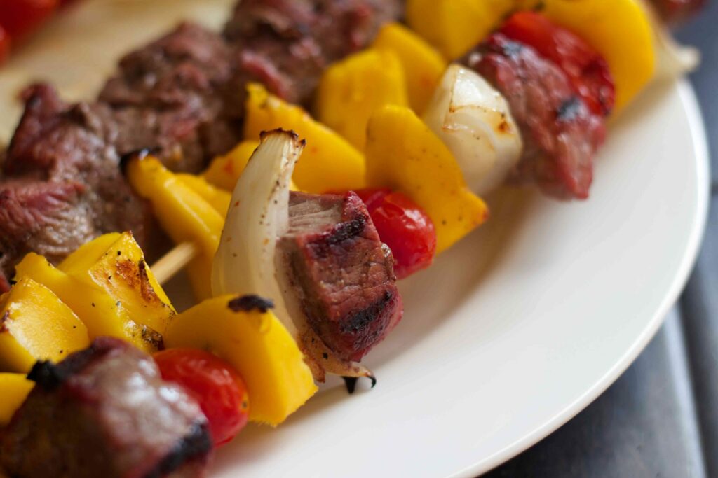Rainbow Steak Kebabs. Summer time grilling on a low-carb diet!