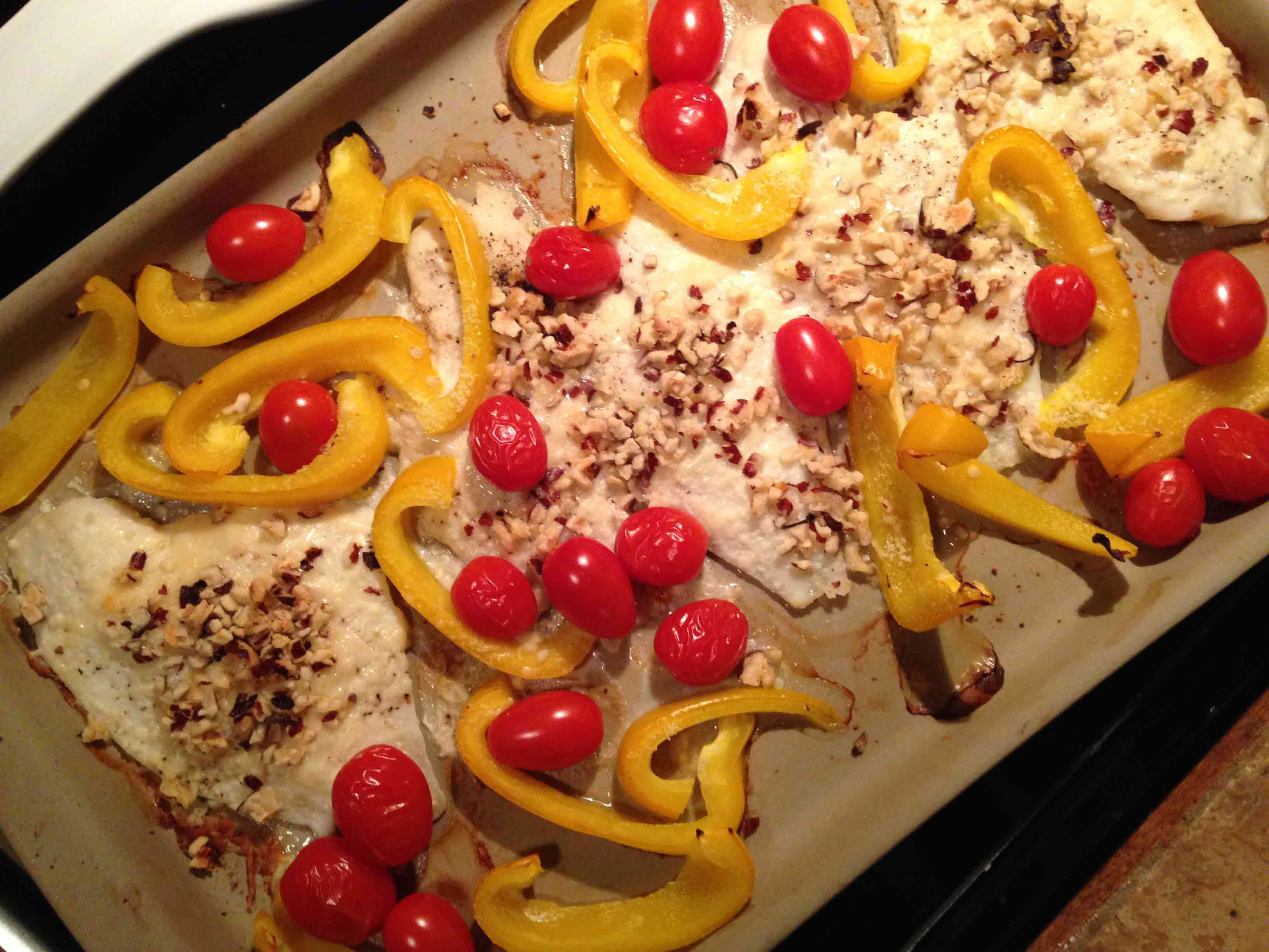 Roasted Fish and Veggies. Easy weeknight meal that's low-carb and weight loss surgery friendly!