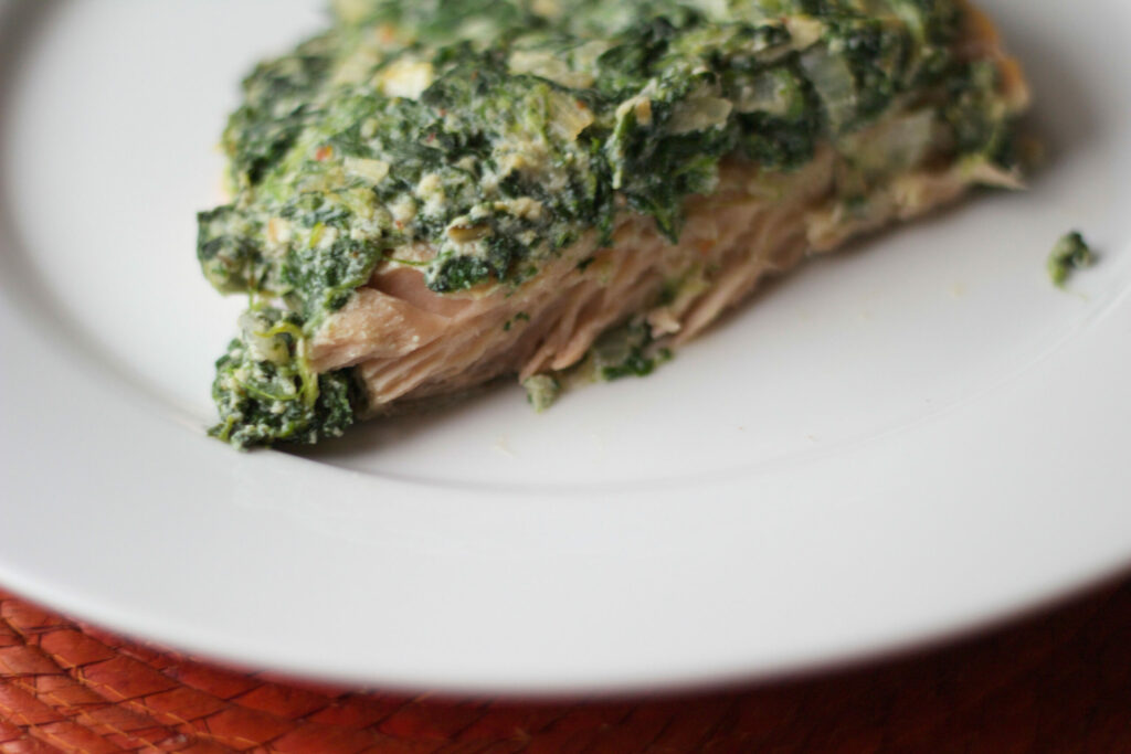 Salmon Florentine. Low carb and weight loss surgery recipe