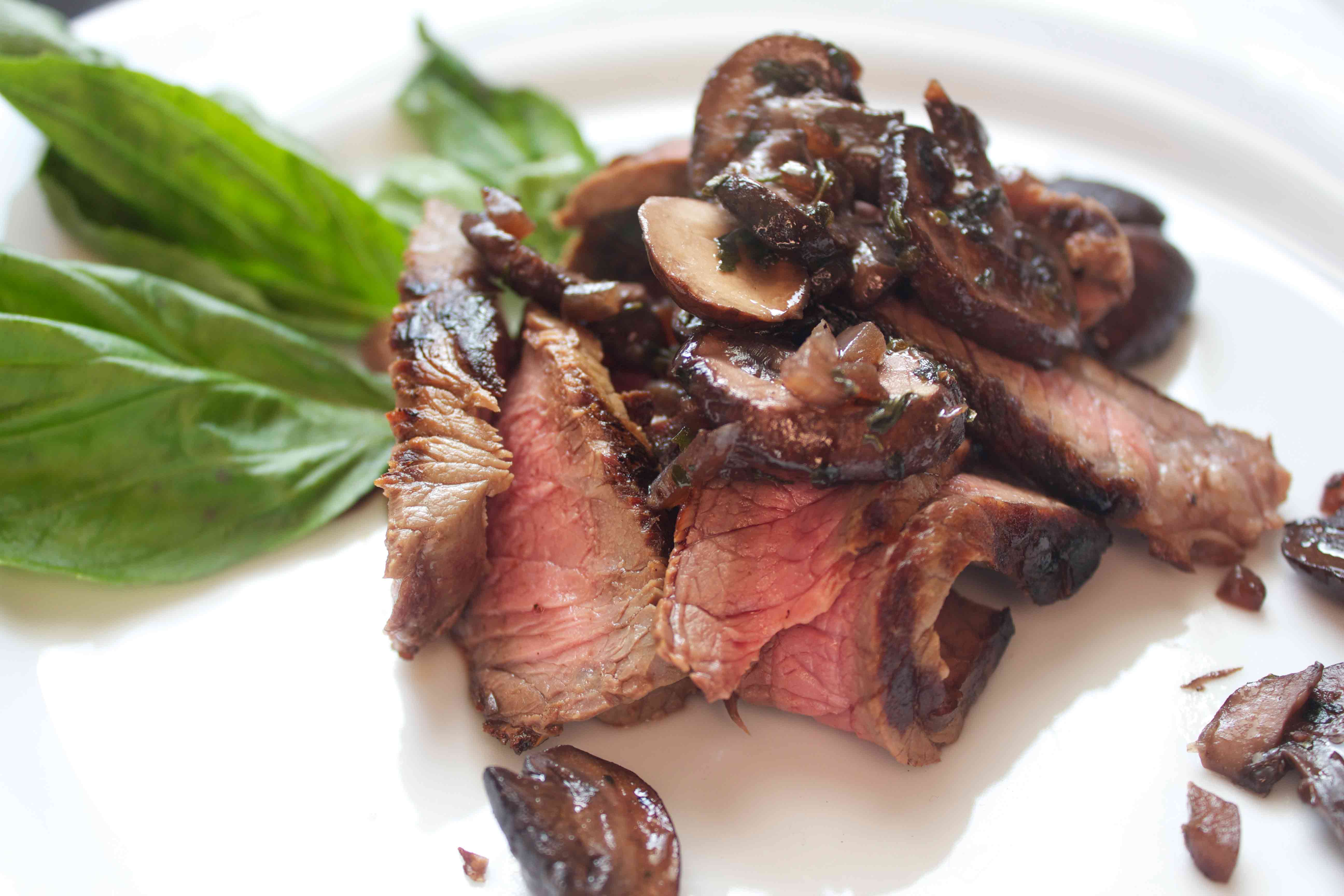 Sliced Steak with Mushrooms. Low carb and weight loss surgery recipes at www.foodcoach.me