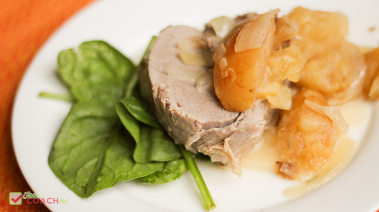 FoodCoachMe Members Recipe for Instant Pot Pork Tenderloin with Apples and Rosemary